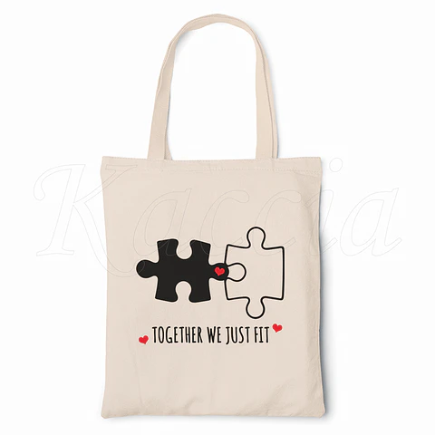 Saco Tote Bag Puzzle Amor
