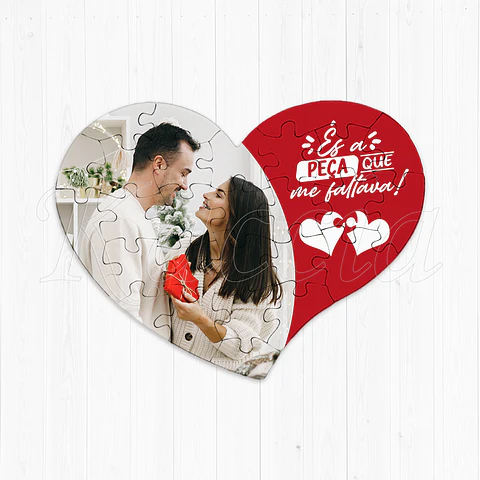 Puzzle Coração Personalizado com Foto A Peça que me Faltava
