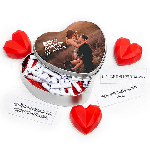 Caixa "50 Motivos para Te Amar" Personalizado com Foto 