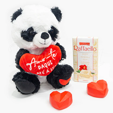 Pack Urso Peluche Panda com Chocolate Raffaello