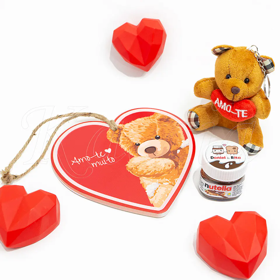 Pack Quadro, Peluche e Nutella Personalizada Amo-te 2