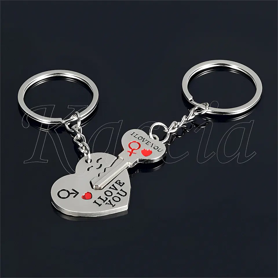Conjunto de Porta-chaves Namorados Chave Coração Casal 3