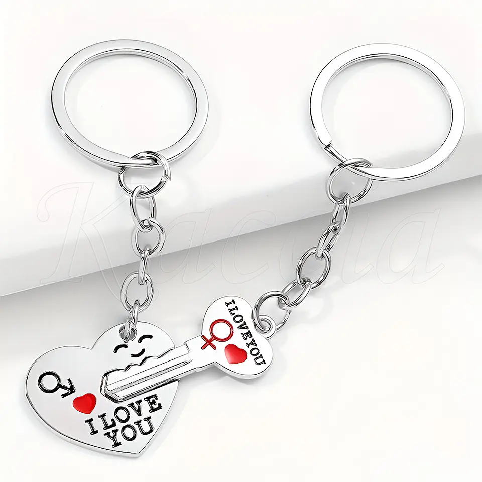Conjunto de Porta-chaves Namorados Chave Coração Casal 1