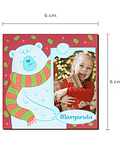 Íman Quadrado Personalizável Natal Urso com Foto e Nome