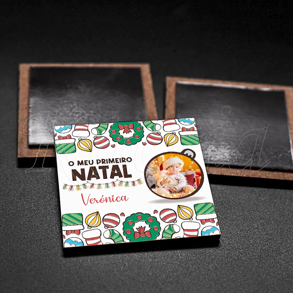Íman Personalizado Quadrado Natal com Foto e Frase  3