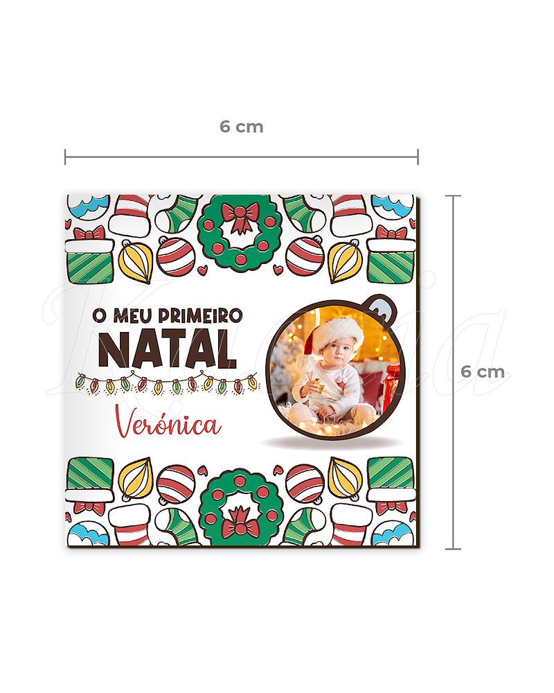 Íman Quadrado Personalizável Natal com Foto e Frase 