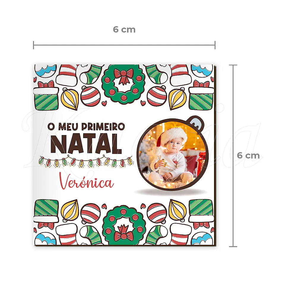 Íman Personalizado Quadrado Natal com Foto e Frase  2