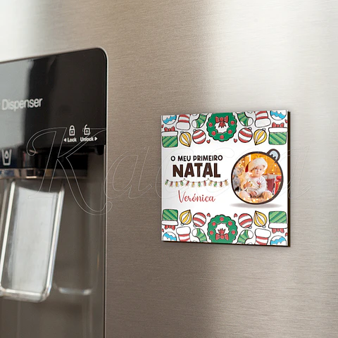 Íman Personalizado Quadrado Natal com Foto e Frase 