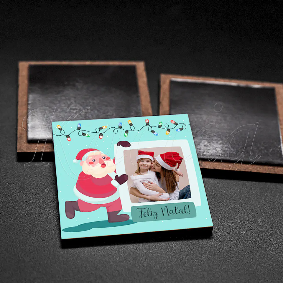 Íman Personalizado Quadrado Pai Natal com Foto e Frase 3