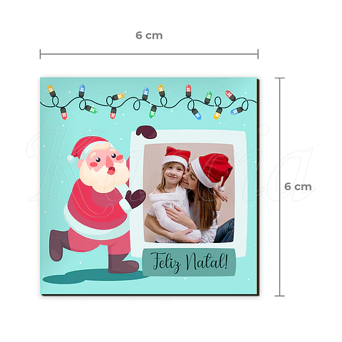 Íman Personalizado Quadrado Pai Natal com Foto e Frase