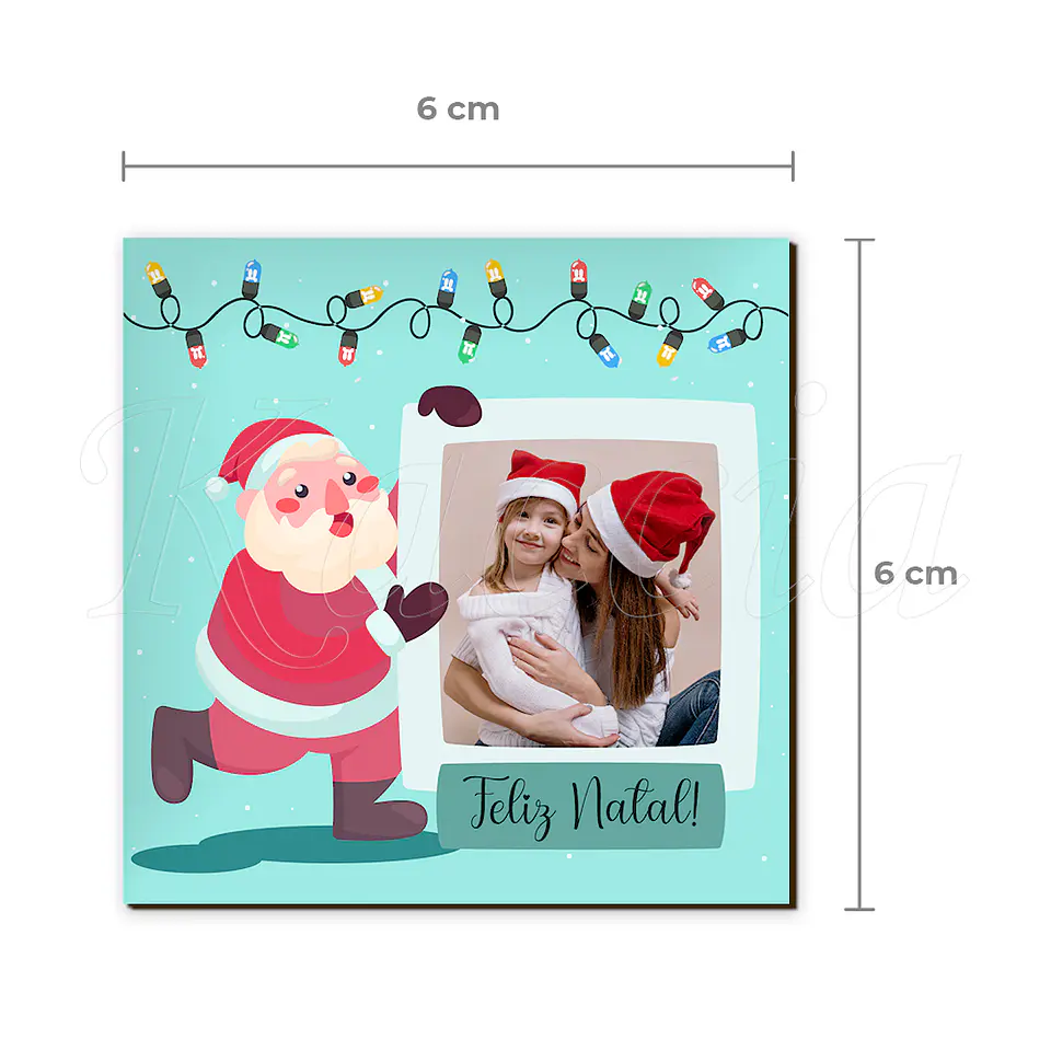Íman Personalizado Quadrado Pai Natal com Foto e Frase 2