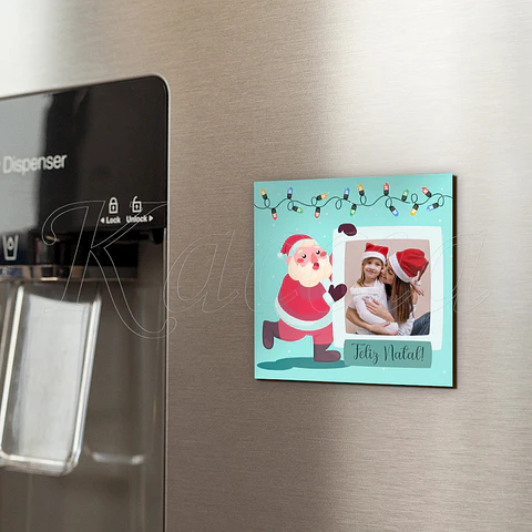 Íman Personalizado Quadrado Pai Natal com Foto e Frase