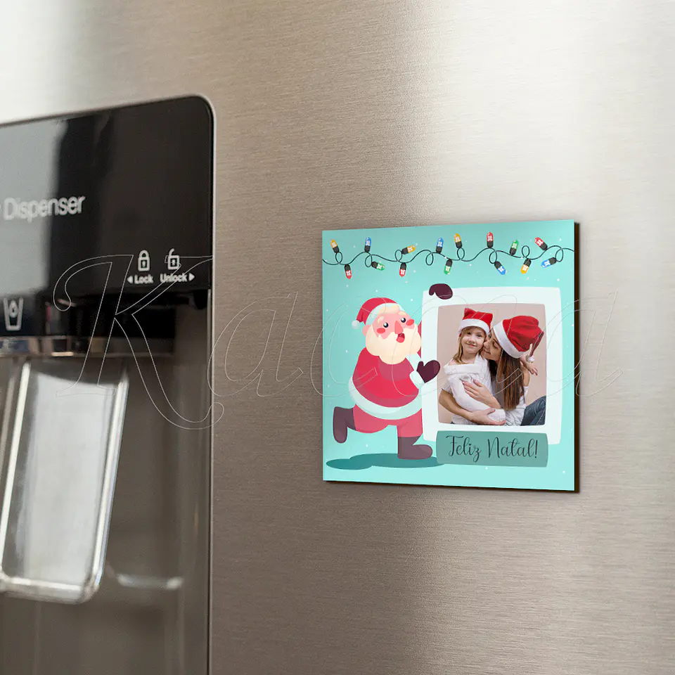 Íman Personalizado Quadrado Pai Natal com Foto e Frase 1