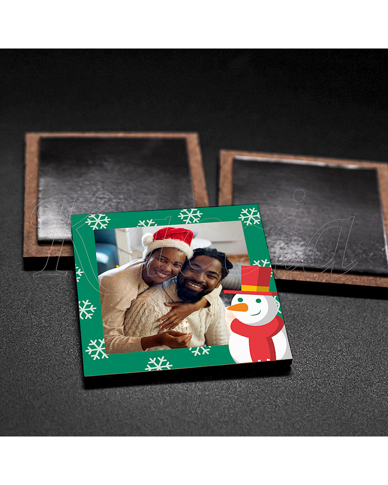 Íman Quadrado Personalizável Natal Boneco com Foto