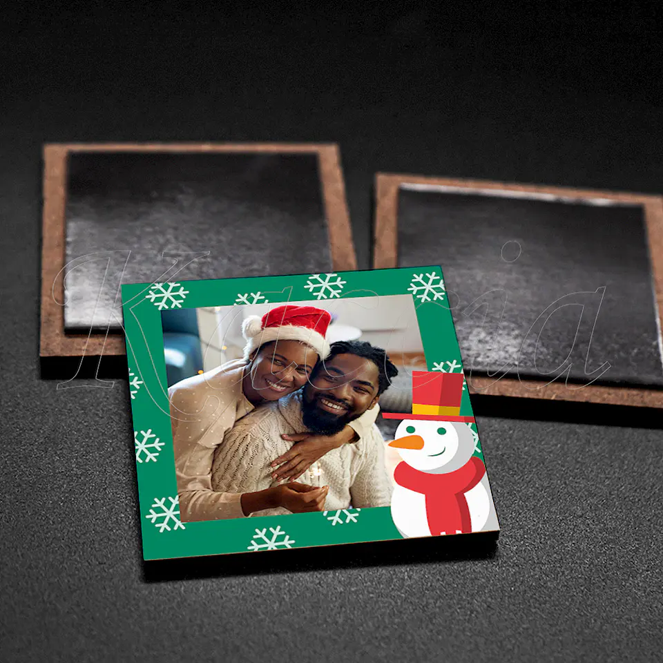 Íman Personalizado Quadrado Natal Boneco com Foto 3