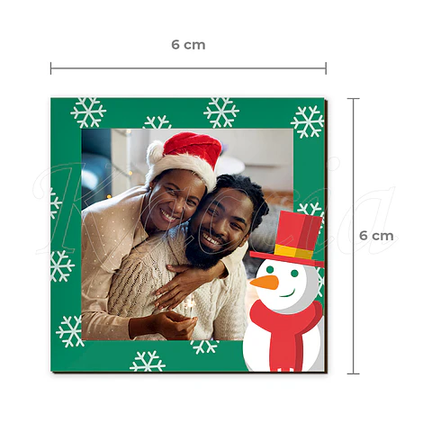 Íman Personalizado Quadrado Natal Boneco com Foto