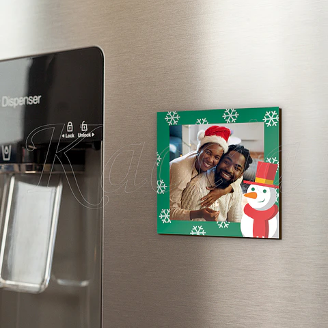 Íman Personalizado Quadrado Natal Boneco com Foto
