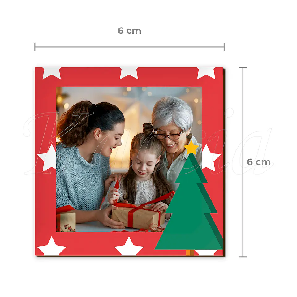Íman Personalizado Quadrado Natal Árvore com Foto 2