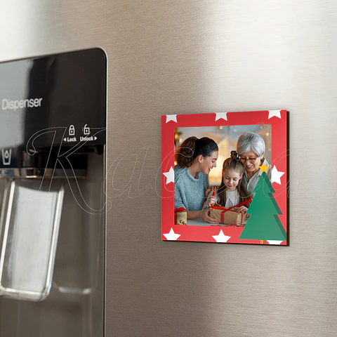 Íman Personalizado Quadrado Natal Árvore com Foto