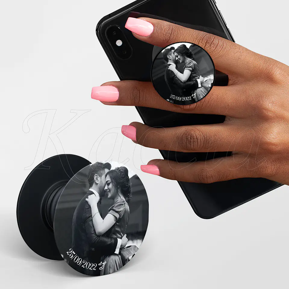 Pop Socket Personalizado com Foto e Data 1