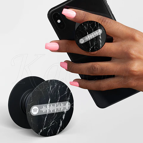 Pop Socket Personalizado Spotify Mármore Preto
