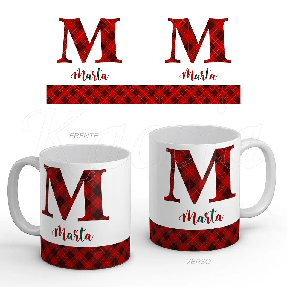Caneca Personalizada Inicial e Nome Natal 1
