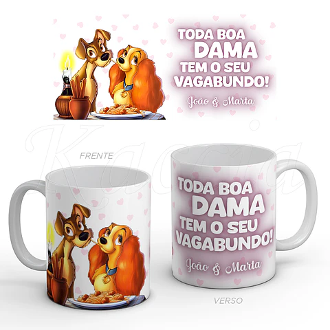 Caneca Personalizada Dama & Vagabundo com Nomes