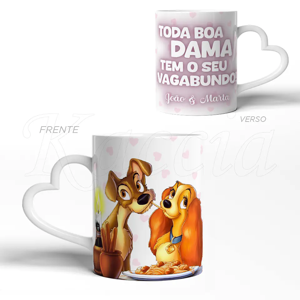 Caneca Personalizada Dama & Vagabundo com Nomes 3