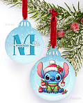 Bola de Natal Personalizável Stitch com Nome Blue