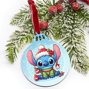 Bola de Natal Personalizável Stitch com Nome Blue