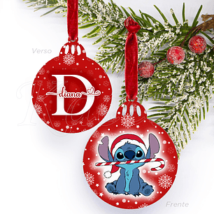 Bola de Natal Personalizável Stitch com Nome Snow
