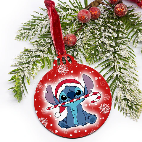 Bola de Natal Personalizável Stitch com Nome Snow