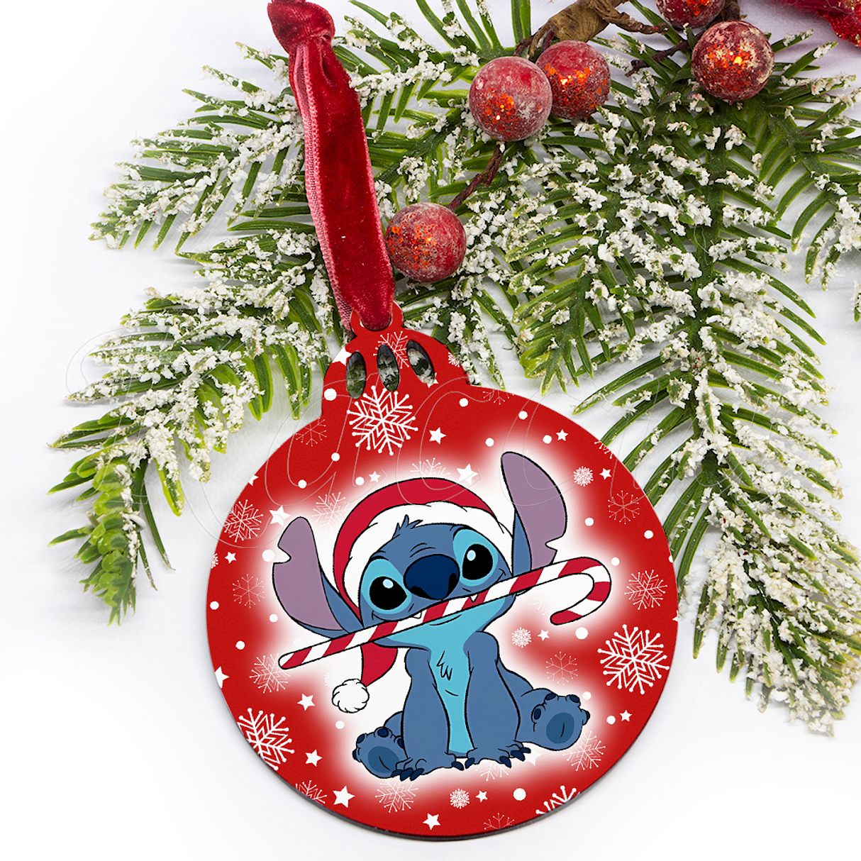 Bola de Natal Personalizável Stitch com Nome Snow 2