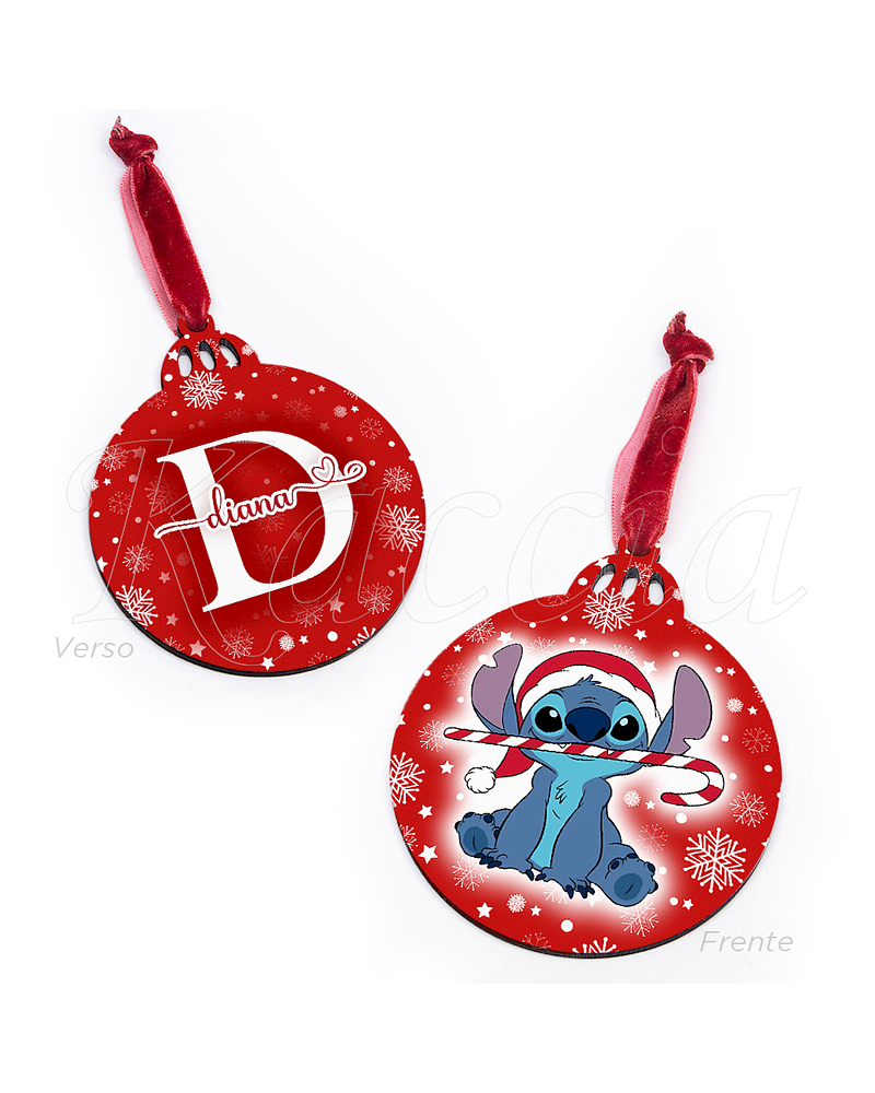 Bola de Natal Personalizável Stitch com Nome Snow