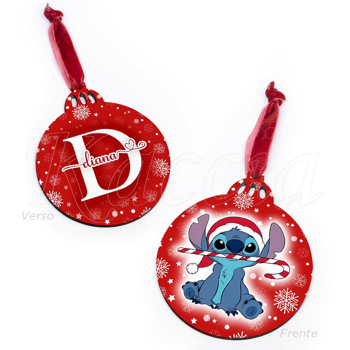 Bola de Natal Personalizável Stitch com Nome Snow 3