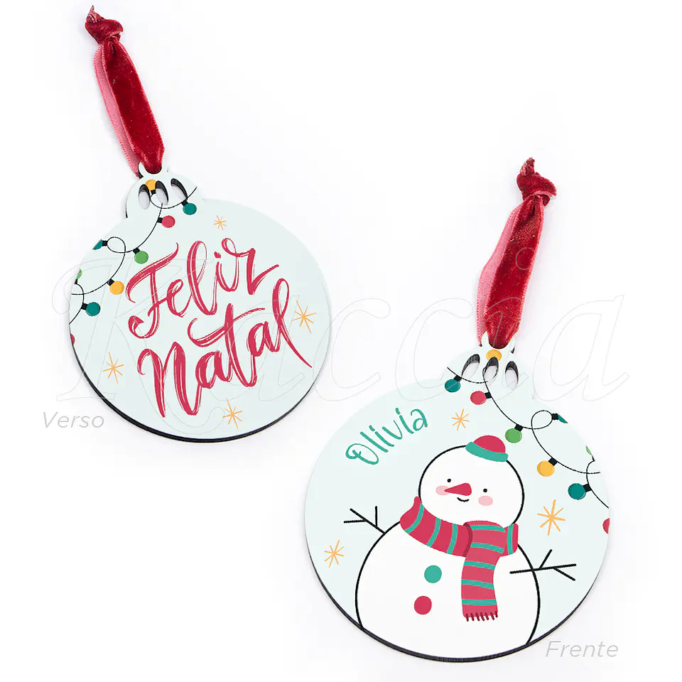 Bola de Natal Personalizável Boneco de Neve com Nome 3