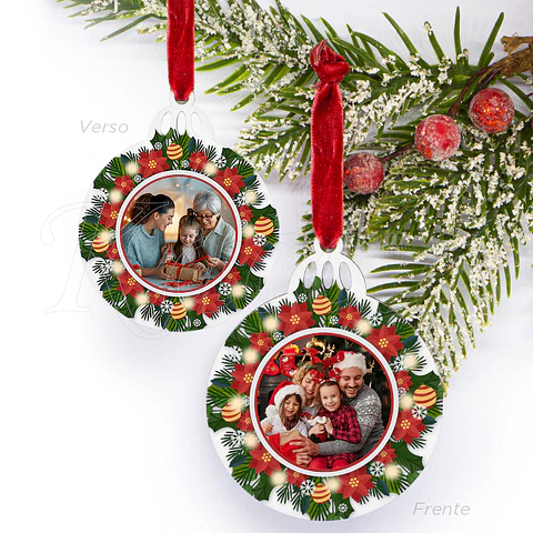 Bola de Natal Personalizável com Fotos Coroa
