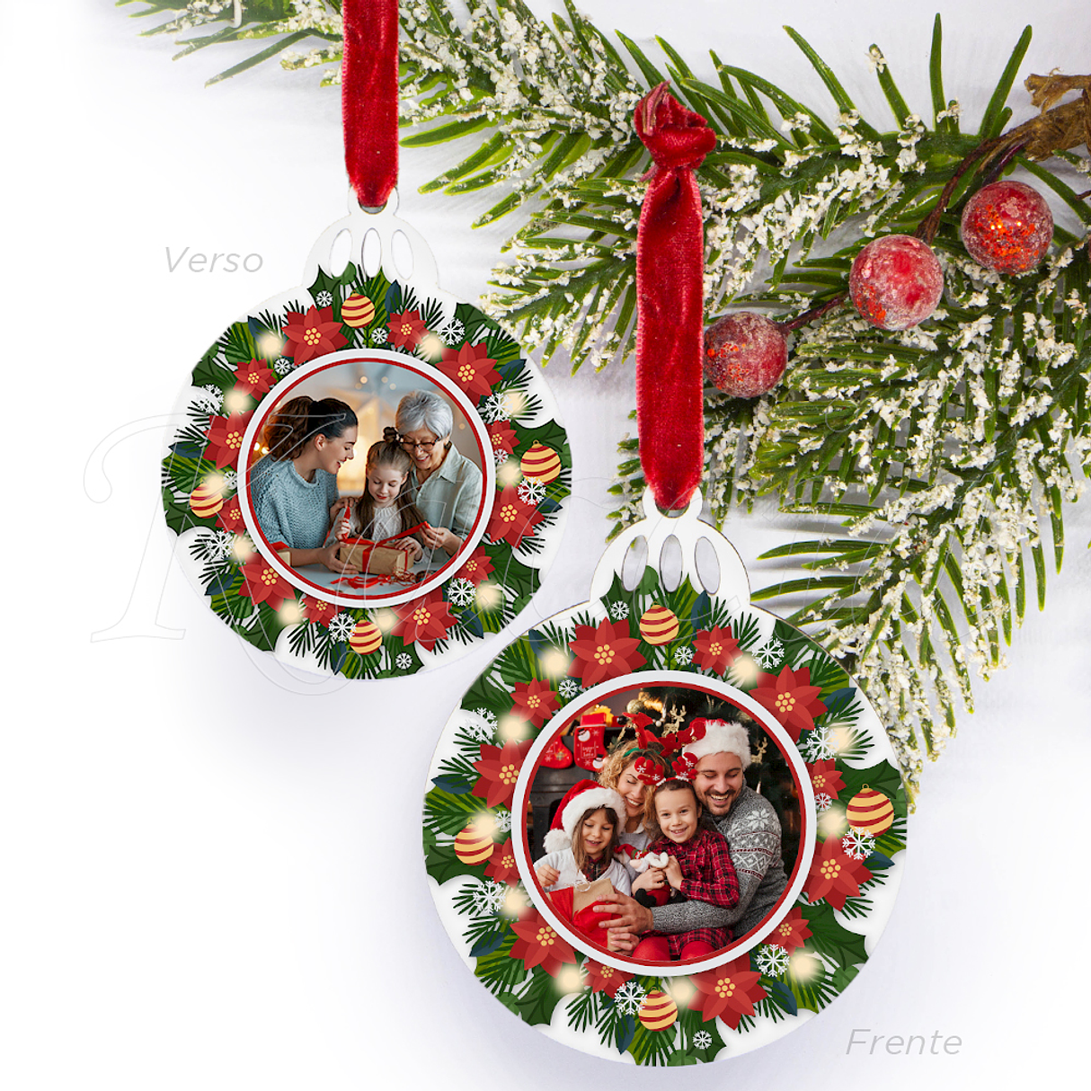 Bola de Natal Personalizável com Fotos Coroa 2