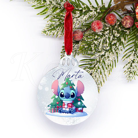 Bola de Natal Personalizável com Nome Stitch