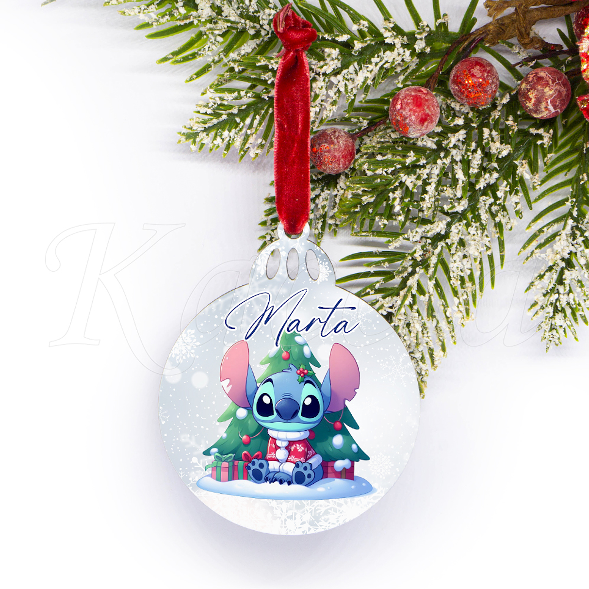 Bola de Natal Personalizável com Nome Stitch 1