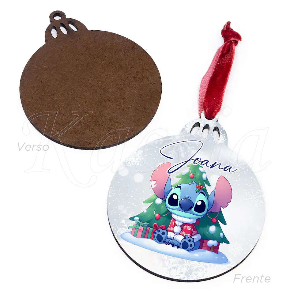 Bola de Natal Personalizável com Nome Stitch 3