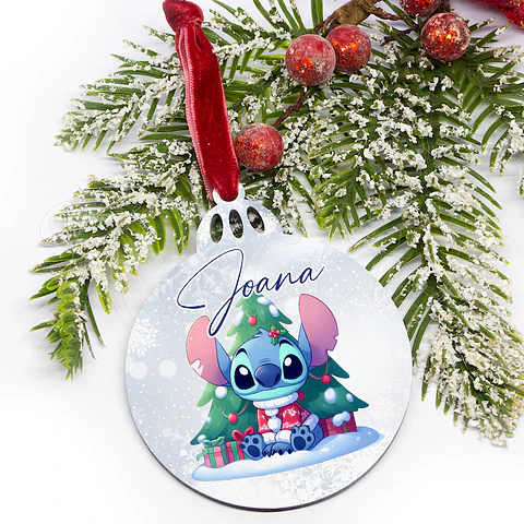 Bola de Natal Personalizável com Nome Stitch