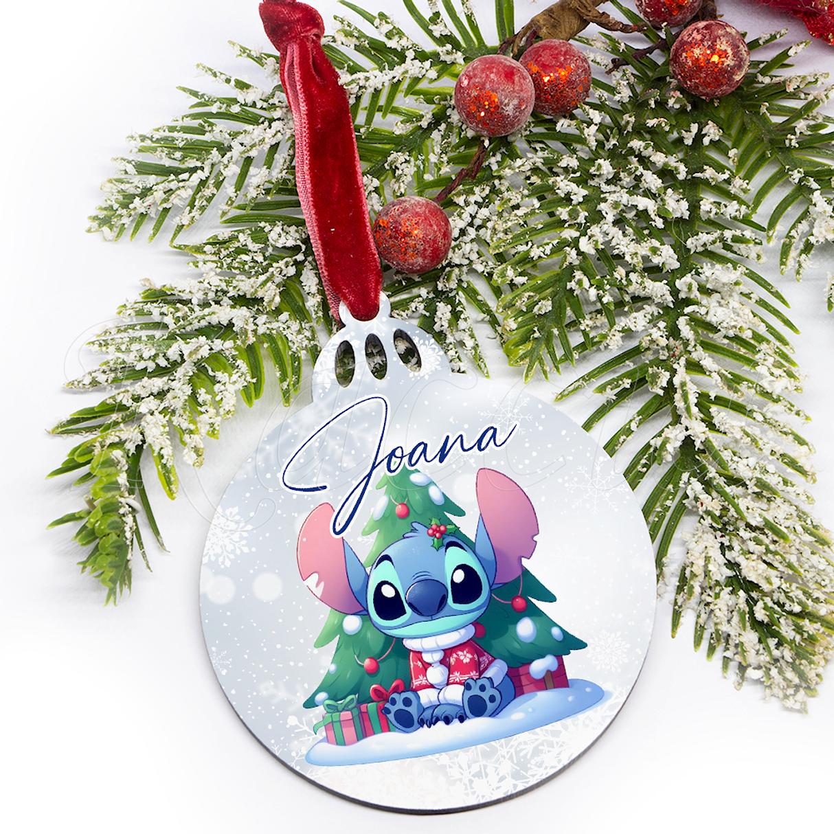 Bola de Natal Personalizável com Nome Stitch 2