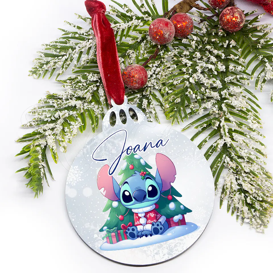 Bola de Natal Personalizável com Nome Stitch 2