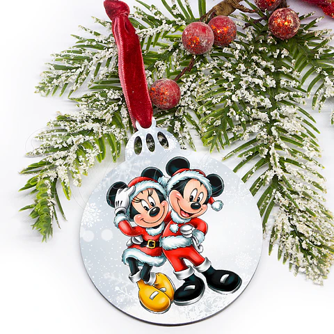 Bola de Natal Personalizável Mickey & Minnie com Nomes