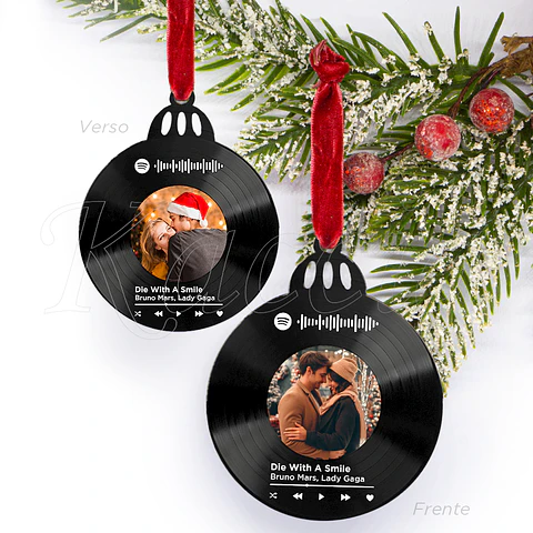 Bola de Natal Personalizável Spotify com Fotos Vinilo