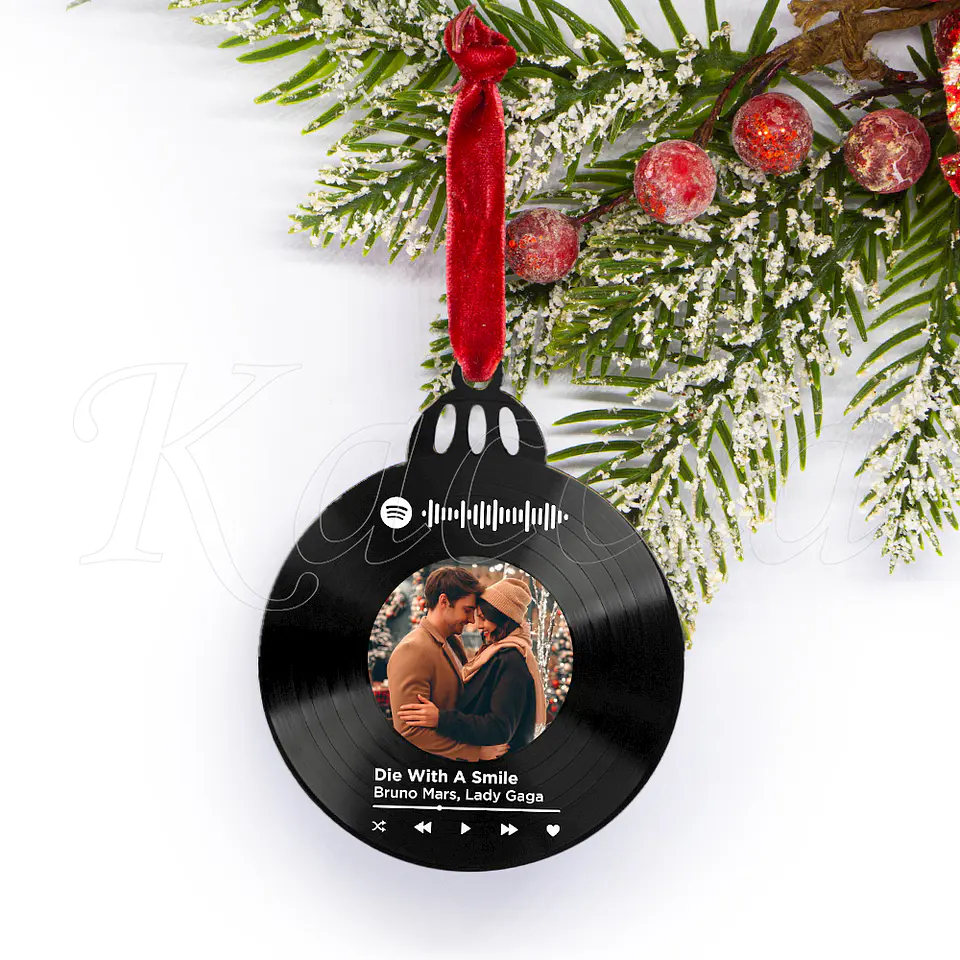 Bola de Natal Personalizável Spotify com Fotos Vinilo 1