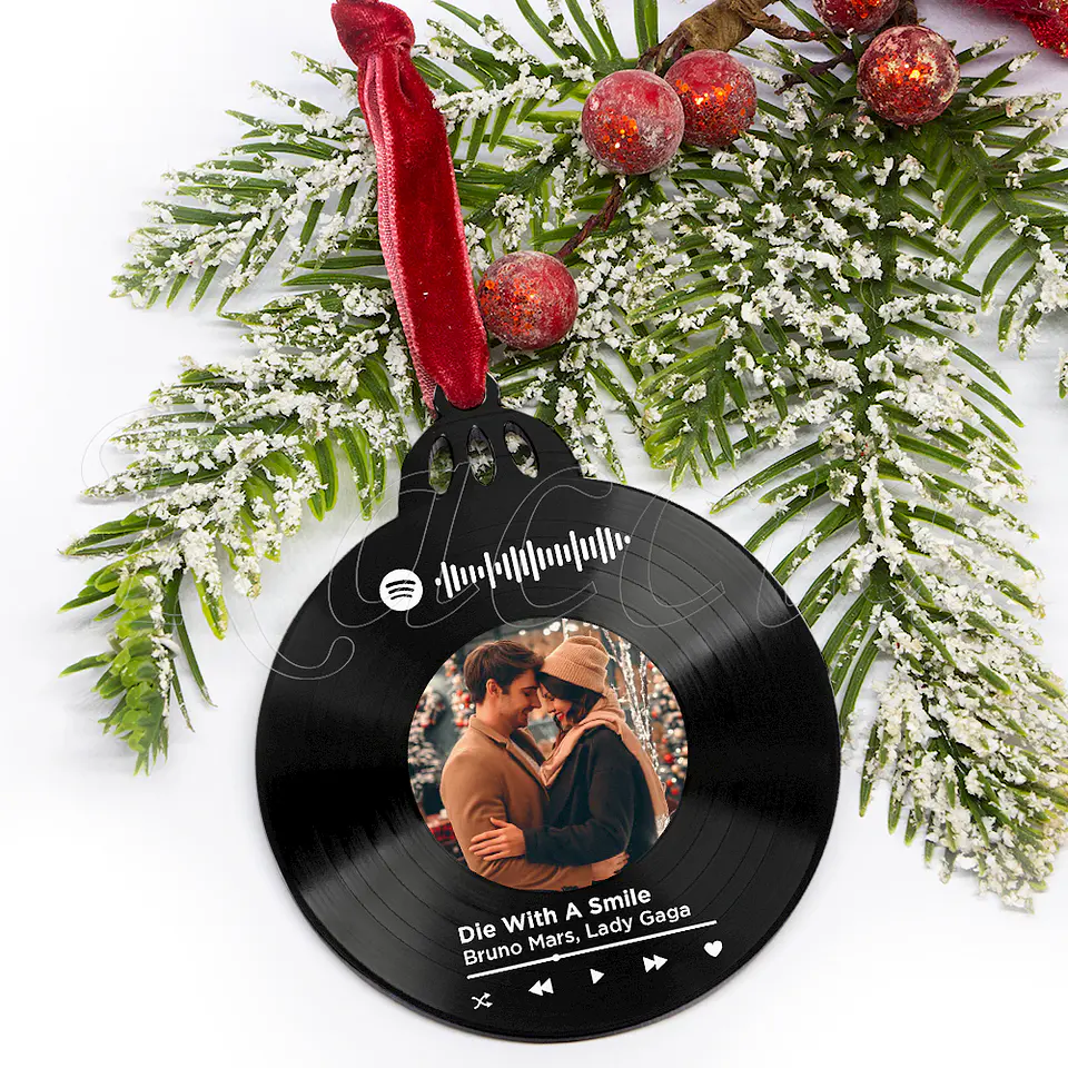 Bola de Natal Personalizável Spotify com Fotos Vinilo 3