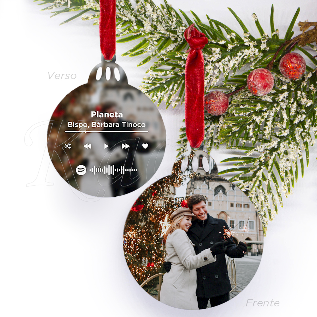 Bola de Natal Personalizável Spotify com Fotos Classic 1