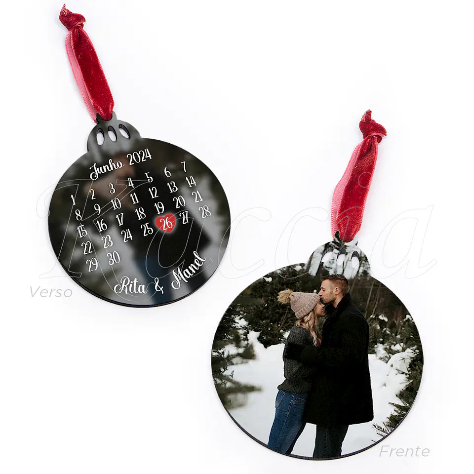 Bola de Natal Personalizável com Foto e Calendário 3